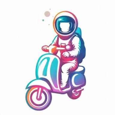 Astronaut riding scooter